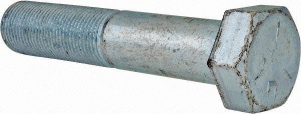 Made in USA - 7/8-14 UNF, 4-1/2" Length Under Head Hex Head Cap Screw - Partially Threaded, Grade 5 Steel, Zinc-Plated Finish, 1-5/16" Hex - Benchmark Tooling