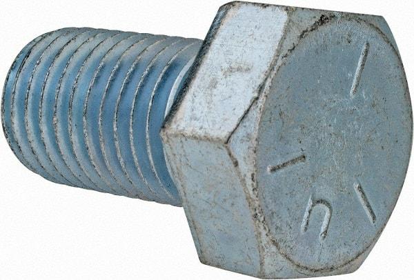 Made in USA - 1-8 UNC, 1-3/4" Length Under Head Hex Head Cap Screw - Fully Threaded, Grade 5 Steel, Zinc-Plated Finish, 1-1/2" Hex - Benchmark Tooling