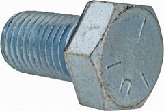 Made in USA - 1-8 UNC, 1-3/4" Length Under Head Hex Head Cap Screw - Fully Threaded, Grade 5 Steel, Zinc-Plated Finish, 1-1/2" Hex - Benchmark Tooling