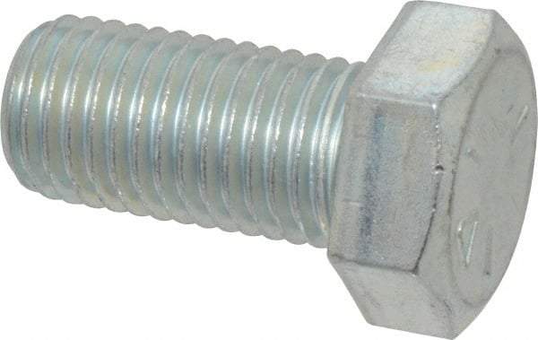 Made in USA - 1-8 UNC, 2" Length Under Head Hex Head Cap Screw - Fully Threaded, Grade 5 Steel, Zinc-Plated Finish, 1-1/2" Hex - Benchmark Tooling