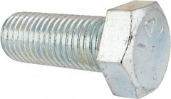 Made in USA - 1-8 UNC, 2-1/2" Length Under Head Hex Head Cap Screw - Fully Threaded, Grade 5 Steel, Zinc-Plated Finish, 1-1/2" Hex - Benchmark Tooling
