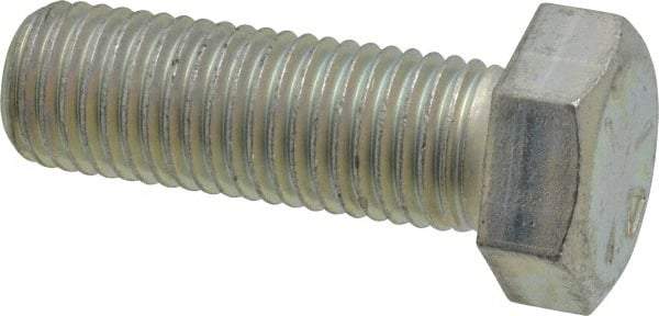 Made in USA - 1-8 UNC, 3" Length Under Head Hex Head Cap Screw - Partially Threaded, Grade 5 Steel, Zinc-Plated Finish, 1-1/2" Hex - Benchmark Tooling