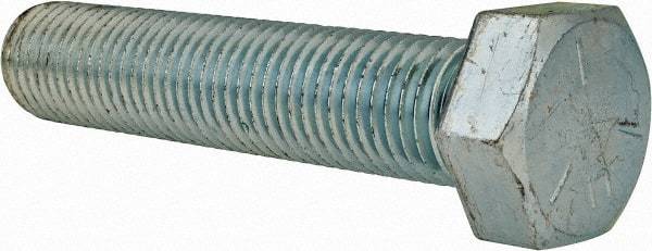 Made in USA - 1-8 UNC, 5" Length Under Head Hex Head Cap Screw - Fully Threaded, Grade 5 Steel, Zinc-Plated Finish, 1-1/2" Hex - Benchmark Tooling