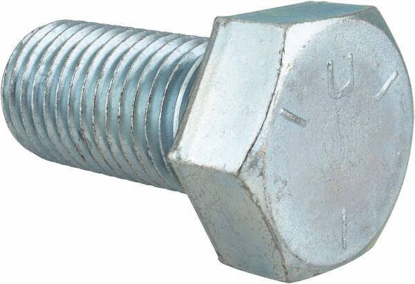 Made in USA - 1-1/4 - 7 UNC, 2-1/2" Length Under Head Hex Head Cap Screw - Fully Threaded, Grade 5 Steel, Zinc-Plated Finish, 1-7/8" Hex - Benchmark Tooling