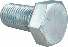 Made in USA - 1-1/4 - 7 UNC, 2-1/2" Length Under Head Hex Head Cap Screw - Fully Threaded, Grade 5 Steel, Zinc-Plated Finish, 1-7/8" Hex - Benchmark Tooling