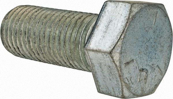 Made in USA - 1-1/4 - 7 UNC, 3" Length Under Head Hex Head Cap Screw - Partially Threaded, Grade 5 Steel, Zinc-Plated Finish, 1-7/8" Hex - Benchmark Tooling