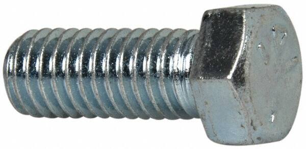 Value Collection - 7/16-14 UNC, 1-1/8" Length Under Head Hex Head Cap Screw - Fully Threaded, Grade 5 Steel, Zinc-Plated Finish, 5/8" Hex - Benchmark Tooling