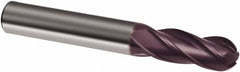 Guhring - 12mm Diam, 26mm LOC, 4 Flute Solid Carbide Ball End Mill - FIREX Finish, Single End, 83mm OAL, 12mm Shank Diam, Spiral Flute - Benchmark Tooling