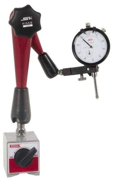 SPI - 0.001" Graduation, 0-100 Dial Reading, Dial Indicator & Base Kit - 2-1/4" Base Length x 2" Base Width x 2-1/8" Base Height, 2" Dial Diam - Benchmark Tooling
