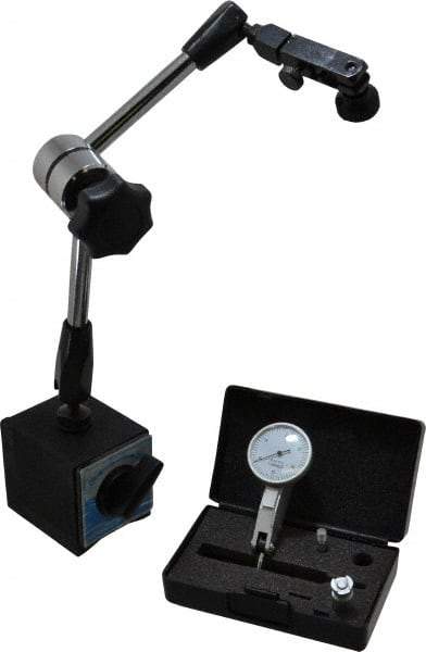 Value Collection - 0.0005" Graduation, 0-15-0 Dial Reading, Indicator & Base Kit - 2-1/2" Base Length x 2" Base Width x 2-1/8" Base Height - Benchmark Tooling