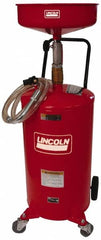 Lincoln - 18 Gal Pressurized Evacuation Drain Container with Casters - Red with 14" Bowl, 40" Long Hose - Benchmark Tooling