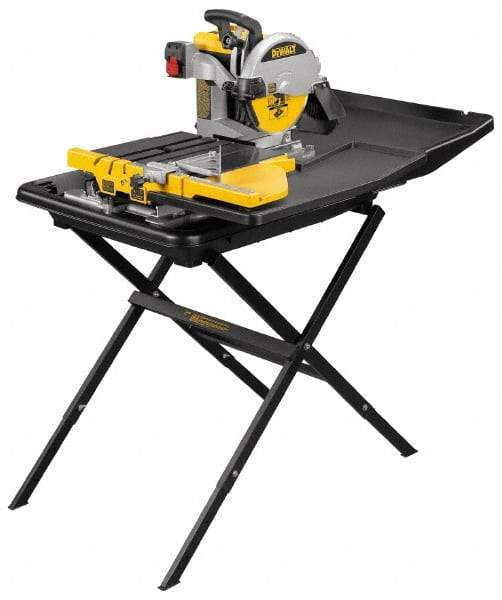 DeWALT - 10" Blade Diam, Tile Saw - 4,200 RPM, 34" Table Depth x 26" Table Width, 120 Volts, 15 Amps - Benchmark Tooling