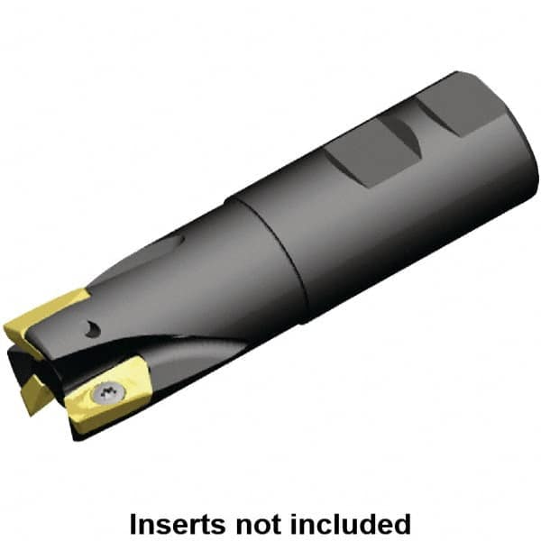 Kennametal - 5/8" Cut Diam, 0.58" Max Depth of Cut, 3/4" Shank Diam, 3.53" OAL, Indexable Square Shoulder End Mill - EC14.., EP14.. Inserts, Weldon Shank, 0° Lead Angle, Through Coolant - Benchmark Tooling