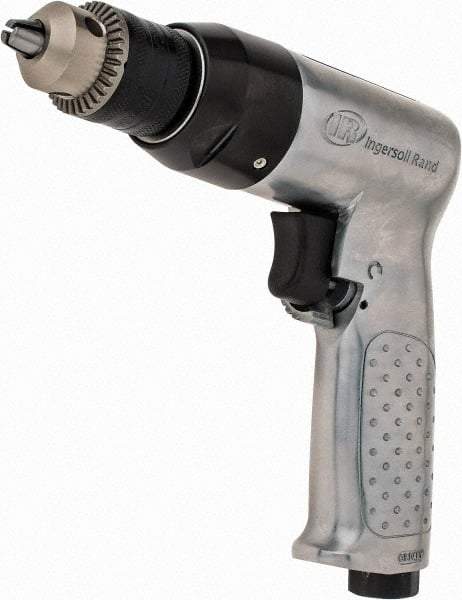 Ingersoll-Rand - 3/8" Reversible Keyed Chuck - Pistol Grip Handle, 2,000 RPM, 4 CFM, 0.5 hp, 90 psi - Benchmark Tooling