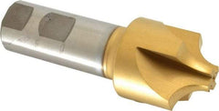 Hertel - 1/2" Radius, 1-1/2" Mill Diam, 4 Flute High Speed Steel Corner Rounding End Mill - Single End, TiN Finish, 4-1/8" OAL, 1" Shank Diam - Benchmark Tooling