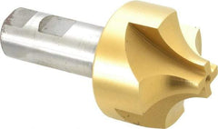 Hertel - 3/4" Radius, 2-1/4" Mill Diam, 4 Flute High Speed Steel Corner Rounding End Mill - Single End, TiN Finish, 4-5/16" OAL, 1" Shank Diam - Benchmark Tooling
