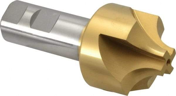 Hertel - 5/8" Radius, 1-15/16" Mill Diam, 4 Flute High Speed Steel Corner Rounding End Mill - Single End, TiN Finish, 4-1/4" OAL, 1" Shank Diam - Benchmark Tooling