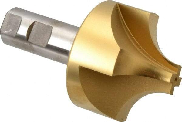 Hertel - 1" Radius, 2-3/4" Mill Diam, 4 Flute High Speed Steel Corner Rounding End Mill - Single End, TiN Finish, 4-3/4" OAL, 1" Shank Diam - Benchmark Tooling