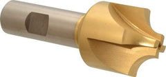 Hertel - 7/16" Radius, 1-3/8" Mill Diam, 4 Flute High Speed Steel Corner Rounding End Mill - Single End, TiN Finish, 3-3/4" OAL, 3/4" Shank Diam - Benchmark Tooling