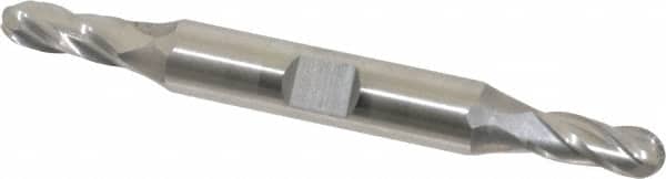 Hertel - 1/4" Diam, 9/16" LOC, 4 Flute Cobalt Ball End Mill - Uncoated, Double End, 3-1/4" OAL, 3/8" Shank Diam - Benchmark Tooling