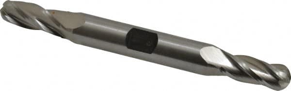 Hertel - 5/16" Diam, 3/4" LOC, 4 Flute Cobalt Ball End Mill - Uncoated, Double End, 3-1/2" OAL, 3/8" Shank Diam - Benchmark Tooling
