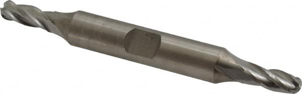 Hertel - 7/32" Diam, 9/16" LOC, 4 Flute Cobalt Ball End Mill - Uncoated, Double End, 3-1/4" OAL, 3/8" Shank Diam - Benchmark Tooling