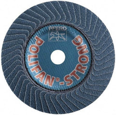 PFERD - 50 Grit, 5" Disc Diam, 5/8-11 Center Hole, Type 29 Zirconia Alumina Flap Disc - 12,200 Max RPM, Fiberglass Backing, Arbor Attaching System, Coated - Benchmark Tooling