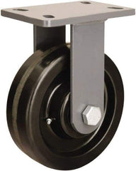 Hamilton - 8" Diam x 2-1/2" Wide x 10-1/4" OAH Top Plate Mount Rigid Caster - Phenolic, 2,000 Lb Capacity, Straight Roller Bearing, 5 x 7" Plate - Benchmark Tooling