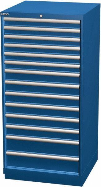 LISTA - 14 Drawer, Modular Storage Cabinet - Steel, 28-1/4" Wide x 28-1/2" Deep x 59-1/2" High, Blue - Benchmark Tooling