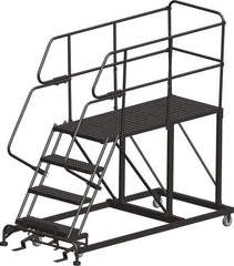 Ballymore - 78" 4 Step Single Entry Work Platform - Rolling Work Platform, 800 Lb Capacity, 40" Platform Height, 33" Base Width x 78" Base Depth, Heavy-Duty Serrated Grating - Benchmark Tooling