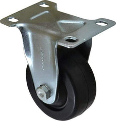 Shepherd - 3" Diam x 1-1/4" Wide x 4-1/4" OAH Top Plate Mount Rigid Caster - Soft Rubber, 150 Lb Capacity, Nylon Bearing, 2-5/8 x 3-3/4" Plate - Benchmark Tooling