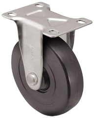 Shepherd - 5" Diam x 1-1/4" Wide x 6-1/4" OAH Top Plate Mount Rigid Caster - Hard Rubber, 280 Lb Capacity, Nylon Bearing, 2-5/8 x 3-3/4" Plate - Benchmark Tooling