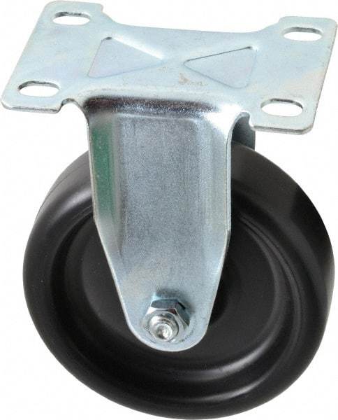 Shepherd - 4" Diam x 1-1/4" Wide x 5-1/4" OAH Top Plate Mount Rigid Caster - Polyolefin, 275 Lb Capacity, Plain Bearing, 2-5/8 x 3-3/4" Plate - Benchmark Tooling