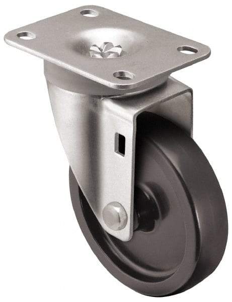 Shepherd - 3" Diam x 1-1/4" Wide x 4-1/4" OAH Top Plate Mount Swivel Caster - Polyolefin, 250 Lb Capacity, Plain Bearing, 2-5/8 x 3-3/4" Plate - Benchmark Tooling