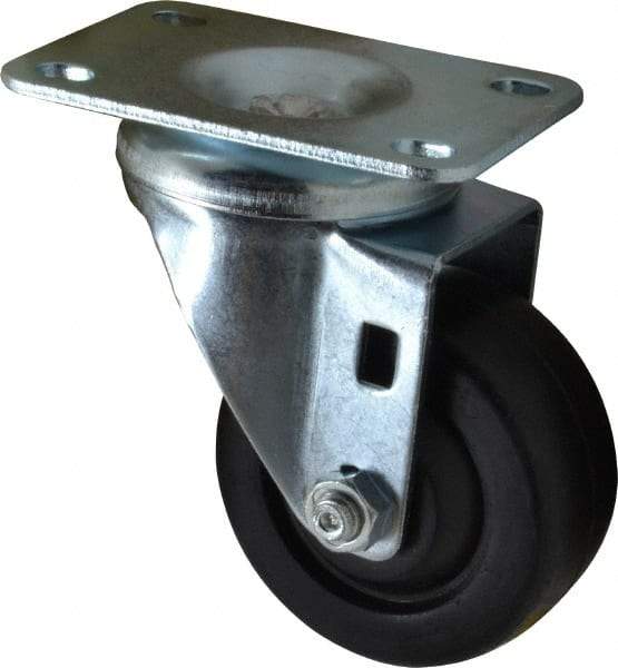 Shepherd - 3" Diam x 1-1/4" Wide x 4-1/4" OAH Top Plate Mount Swivel Caster - Soft Rubber, 150 Lb Capacity, Nylon Bearing, 2-5/8 x 3-3/4" Plate - Benchmark Tooling