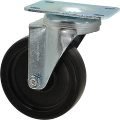 Shepherd - 4" Diam x 1-1/4" Wide x 5-1/4" OAH Top Plate Mount Swivel Caster - Polyolefin, 275 Lb Capacity, Plain Bearing, 2-5/8 x 3-3/4" Plate - Benchmark Tooling