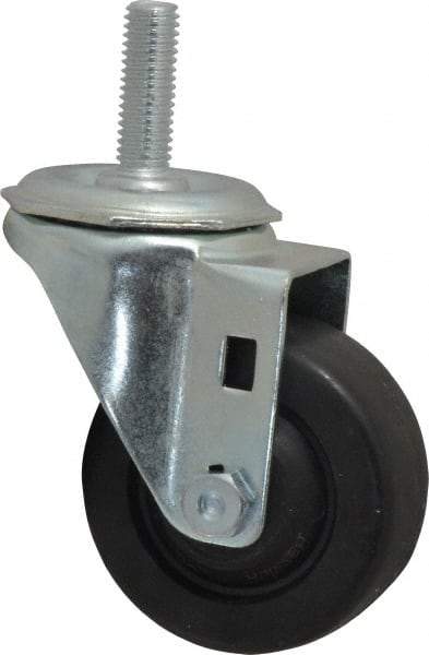 Shepherd - 3" Diam x 1-1/4" Wide x 4-1/8" OAH Stem Mount Swivel Caster - Hard Rubber, 250 Lb Capacity, Nylon Bearing, 1/2-13 x 1" Threaded Stem - Benchmark Tooling