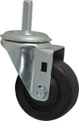 Shepherd - 3" Diam x 1-1/4" Wide x 4-1/8" OAH Stem Mount Swivel Caster - Hard Rubber, 250 Lb Capacity, Nylon Bearing, 1/2-13 x 1" Threaded Stem - Benchmark Tooling