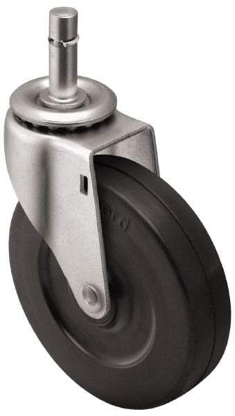 Shepherd - 2" Diam x 13/16" Wide x 2-5/8" OAH Stem Mount Swivel Caster - Soft Rubber, 80 Lb Capacity, Nylon Bearing, 7/16 x 7/8" Friction Stem - Benchmark Tooling