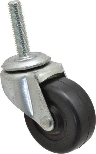Shepherd - 2" Diam x 13/16" Wide x 2-5/8" OAH Stem Mount Swivel Caster - Soft Rubber, 80 Lb Capacity, Nylon Bearing, 3/8-16 x 1-1/2" Threaded Stem - Benchmark Tooling