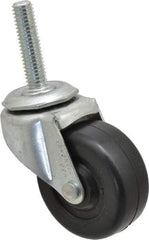 Shepherd - 2" Diam x 13/16" Wide x 2-5/8" OAH Stem Mount Swivel Caster - Soft Rubber, 80 Lb Capacity, Nylon Bearing, 3/8-16 x 1-1/2" Threaded Stem - Benchmark Tooling
