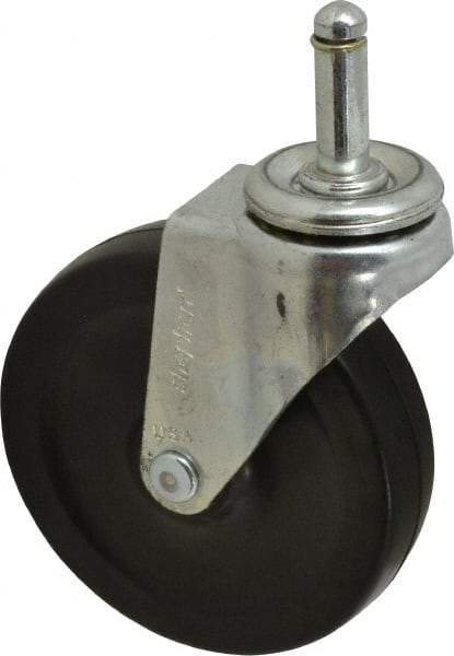 Shepherd - 4" Diam x 15/16" Wide x 4-3/4" OAH Stem Mount Swivel Caster - Soft Rubber, 125 Lb Capacity, Nylon Bearing, 7/16 x 1-7/16" Friction Stem - Benchmark Tooling