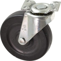 Shepherd - 3" Diam x 13/16" Wide x 3-1/2" OAH Top Plate Mount Swivel Caster - Soft Rubber, 110 Lb Capacity, Nylon Bearing, 1-3/16 x 2" Plate - Benchmark Tooling