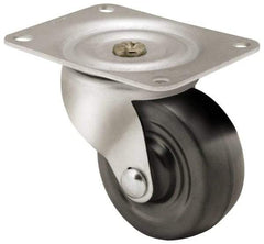 Shepherd - 3" Diam x 1-1/4" Wide x 3-13/16" OAH Top Plate Mount Swivel Caster - Soft Rubber, 150 Lb Capacity, Nylon Bearing, 3-1/8 x 4-1/8" Plate - Benchmark Tooling
