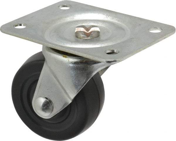 Shepherd - 2-1/2" Diam x 1-1/8" Wide x 3-1/4" OAH Top Plate Mount Swivel Caster - Hard Rubber, 175 Lb Capacity, Nylon Bearing, 2-3/4 x 3-7/8" Plate - Benchmark Tooling