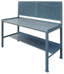 Jamco - 72 Wide x 36" Deep x 53" High, 12 Gauge Steel Heavy-Duty Workbench with Louvered Panel - 12 Gauge Steel Top, Fixed Legs, Gray - Benchmark Tooling