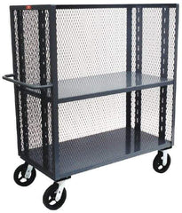 Jamco - 3,000 Lb Capacity, 2 Shelf, 3-Sided Steel Mesh Stock Truck - 36" Long x 72" Wide x 57" High, 6" Diam Phenolic Wheels - Benchmark Tooling