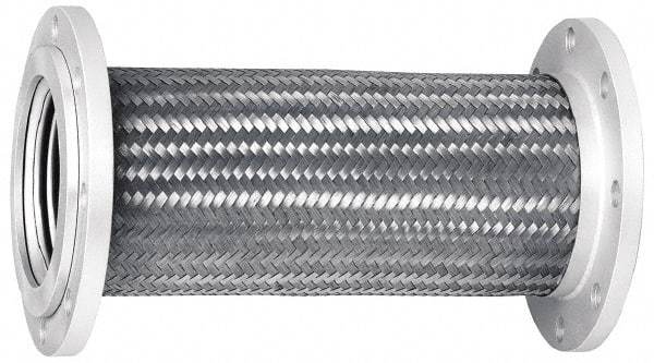 Mason Ind. - 8" Pipe, Braided Stainless Steel Single Arch Hose Pipe Expansion Joint - 24" Long, 180 Max psi, Flanged - Benchmark Tooling