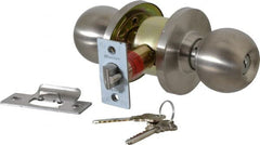 Master Lock - Up to 1-3/4" Door Thickness, Brushed Chrome Classroom Knob Lockset - Exact Industrial Supply