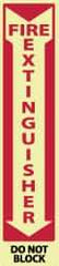NMC - Fire Extinguisher - Do Not Block, Pressure Sensitive Vinyl Fire Sign - 4" Wide x 18" High, Glow-in-the-Dark - Benchmark Tooling